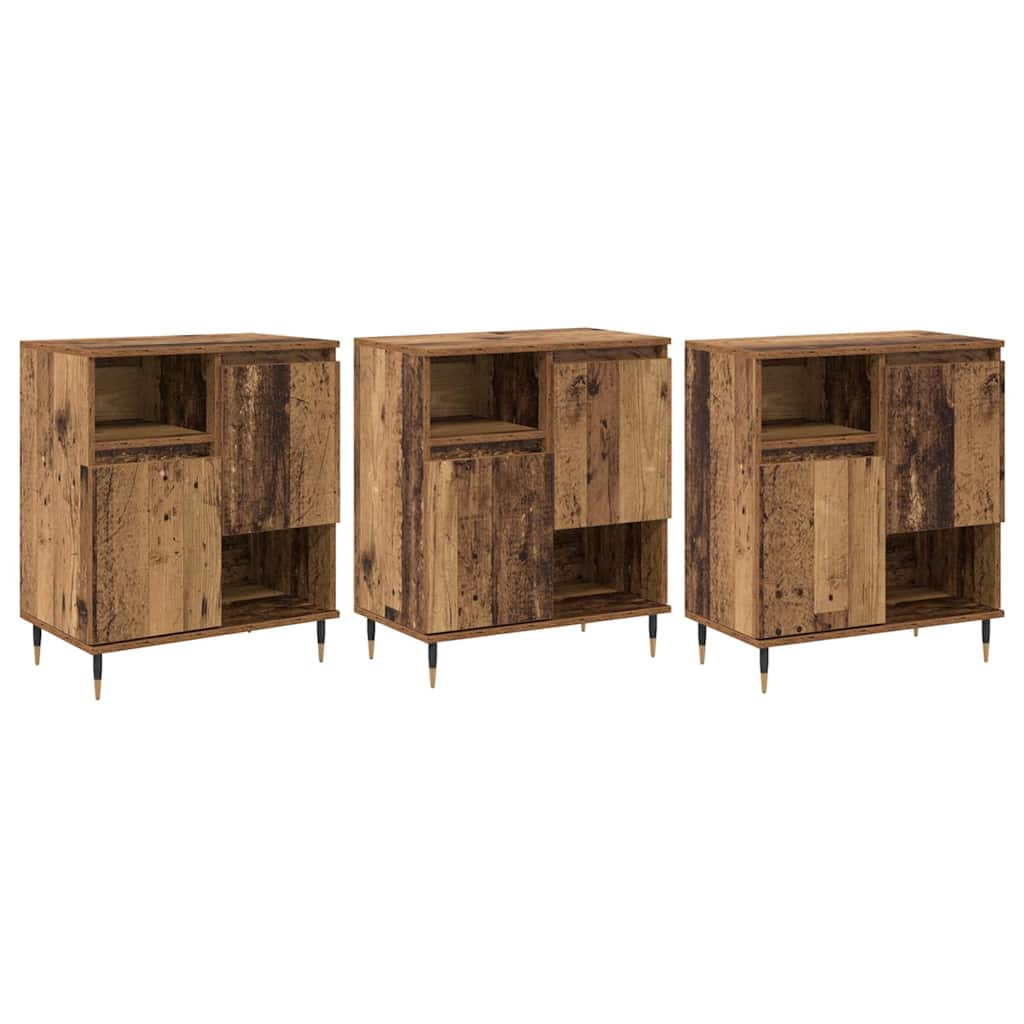 Sideboards 3 pcs Gammelt træ 180 x 35 x 70 cm Konstrueret træ