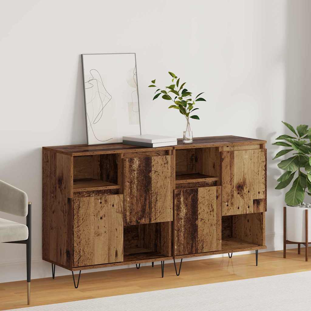 Sideboards 2 pcs Gammelt træ 120 x 35 x 70 cm Konstrueret træ