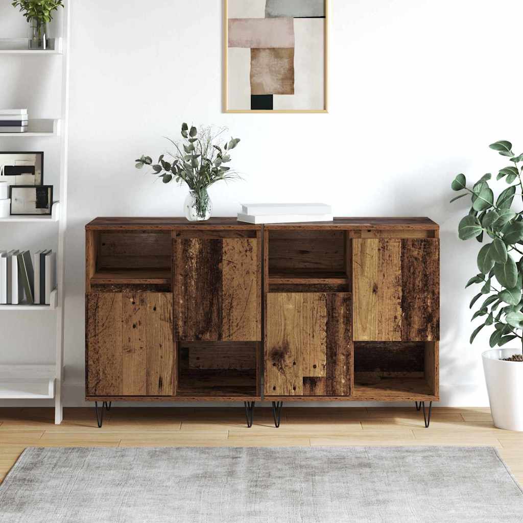 Sideboards 2 pcs Gammelt træ 120 x 35 x 70 cm Konstrueret træ
