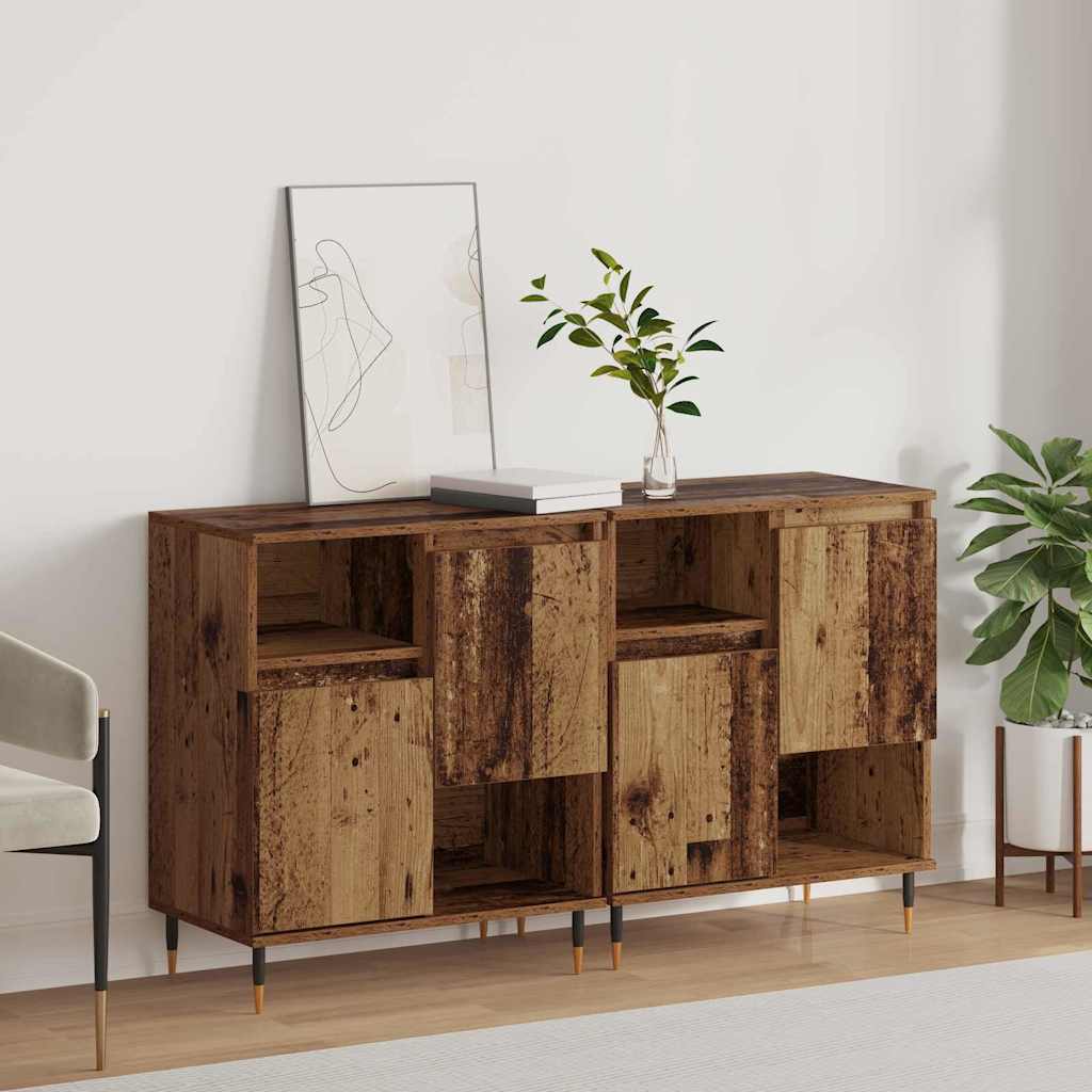Sideboards 2 pcs Gammelt træ 120 x 35 x 70 cm Konstrueret træ