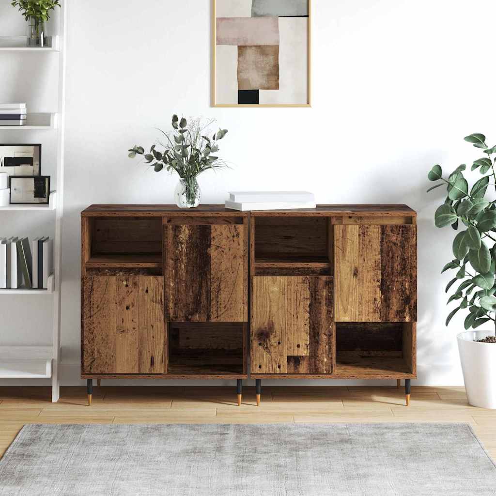 Sideboards 2 pcs Gammelt træ 120 x 35 x 70 cm Konstrueret træ