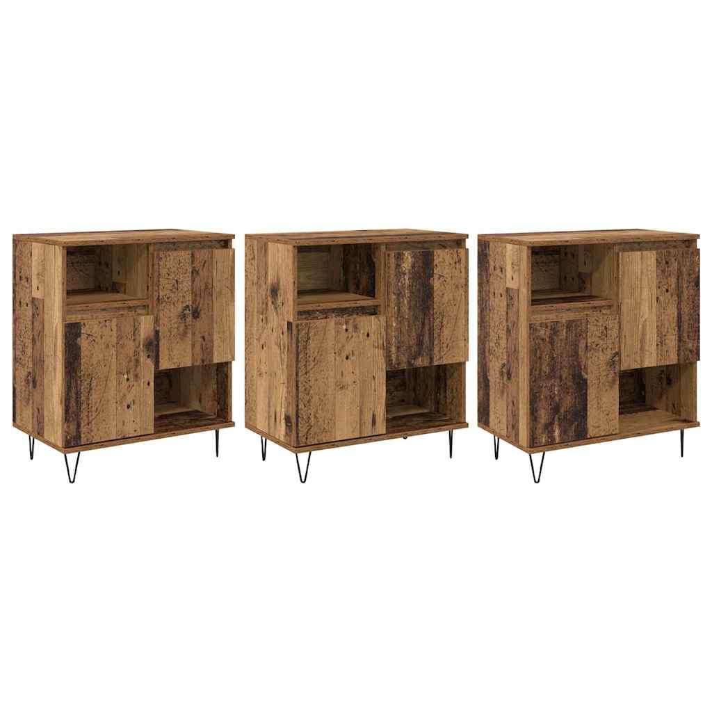Sideboards 3 pcs Gammelt træ 180 x 35 x 70 cm Konstrueret træ