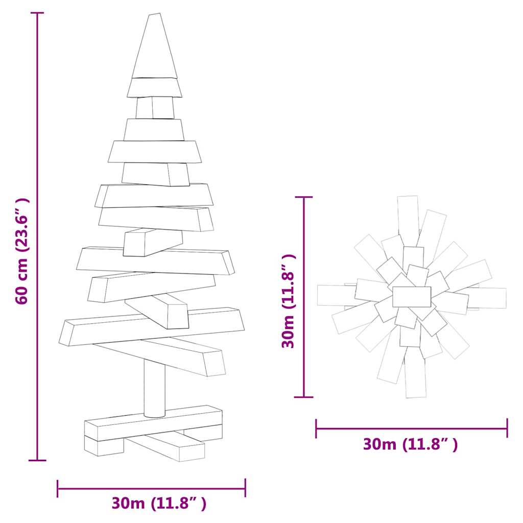 Juletræer med stativ Naturfarvet 60 cm Massivt fyrretræ