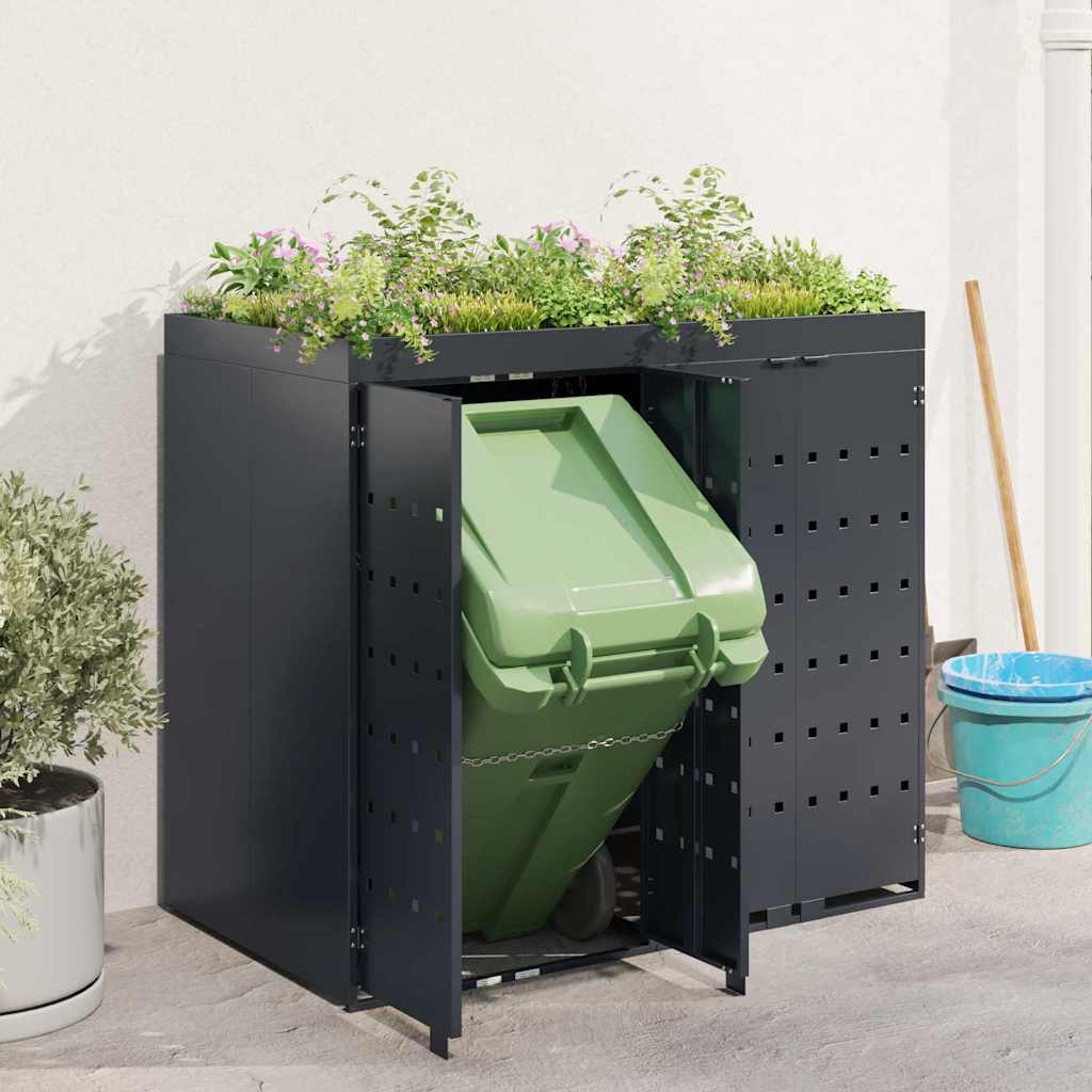 Wheelie Bin Opbevaring til 2 Affaldscontainere Antracit
