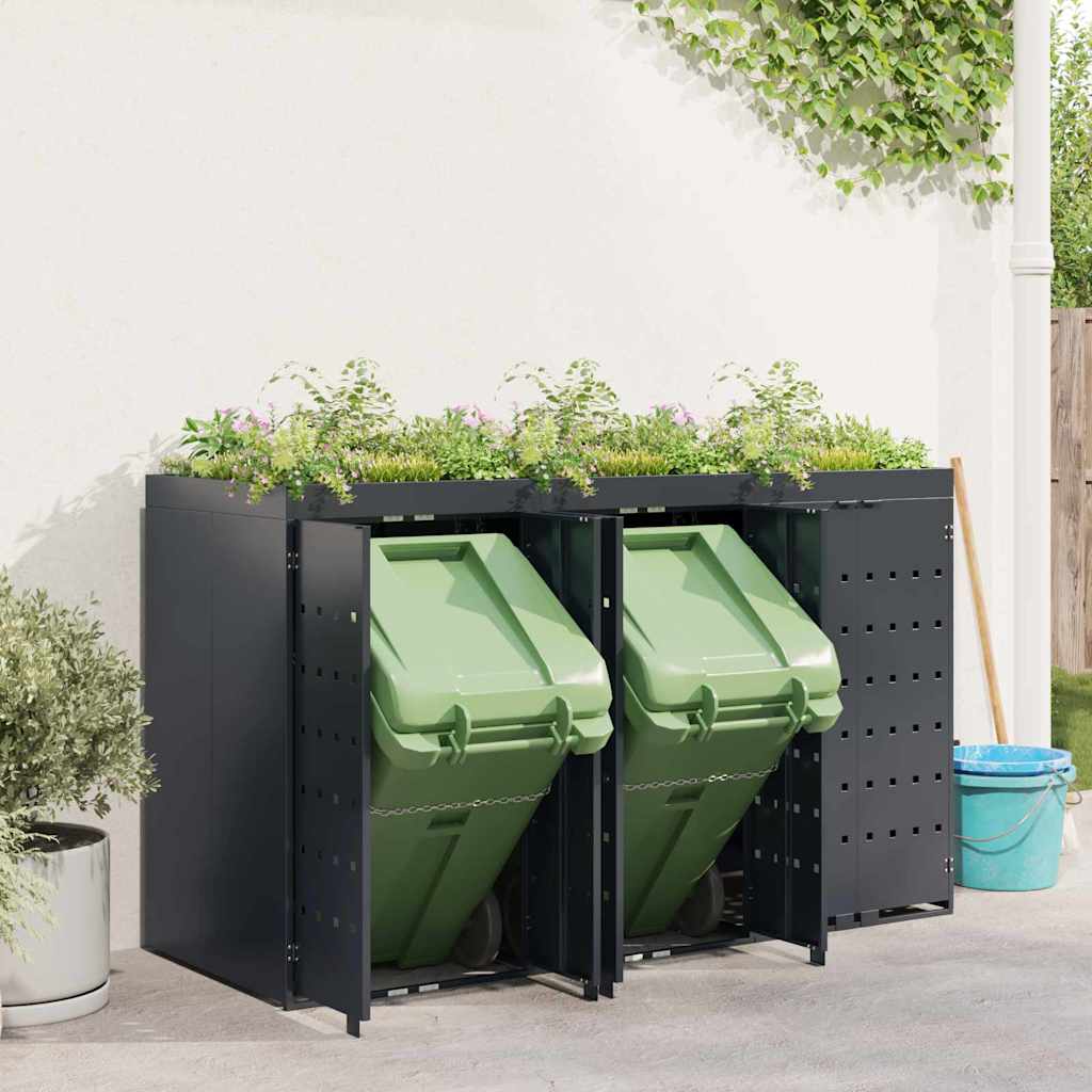 Wheelie Bin Opbevaring til 3 Affaldscontainere Antracit