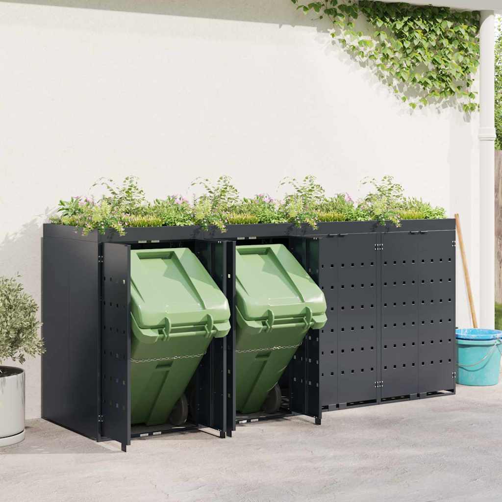 Wheelie Bin Opbevaring til 4 Affaldscontainere Antracit