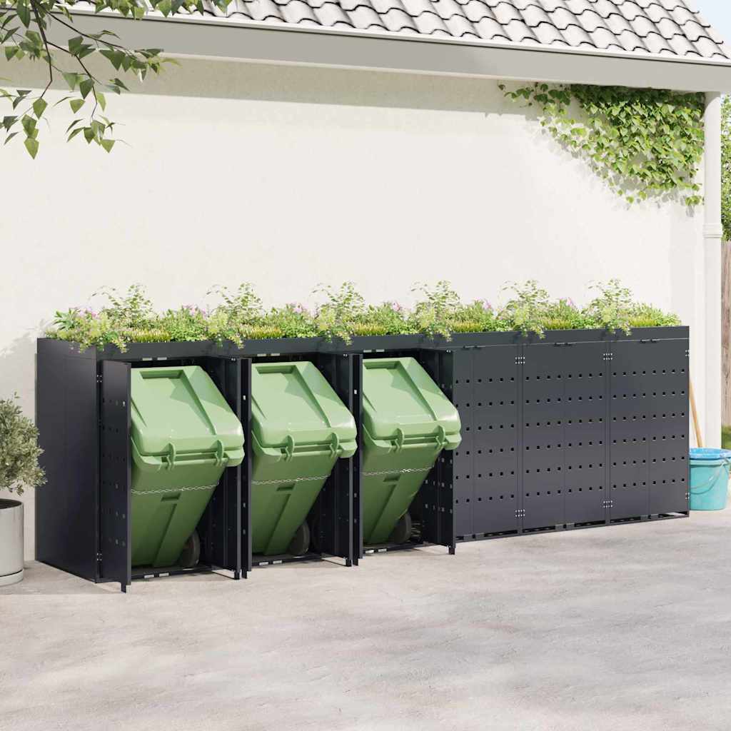 Wheelie Bin Opbevaring til 6 Affaldscontainere Antracit