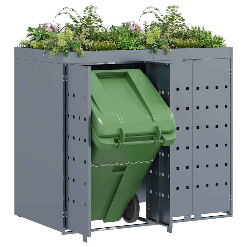 Wheelie Bin Opbevaring til 2 Affaldscontainere Lysegrå