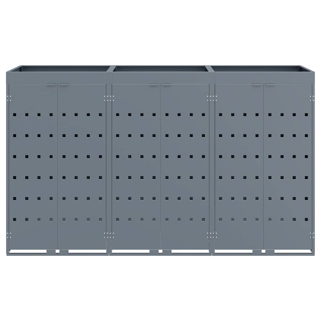 Wheelie Bin Opbevaring til 3 Affaldscontainere Lysegrå