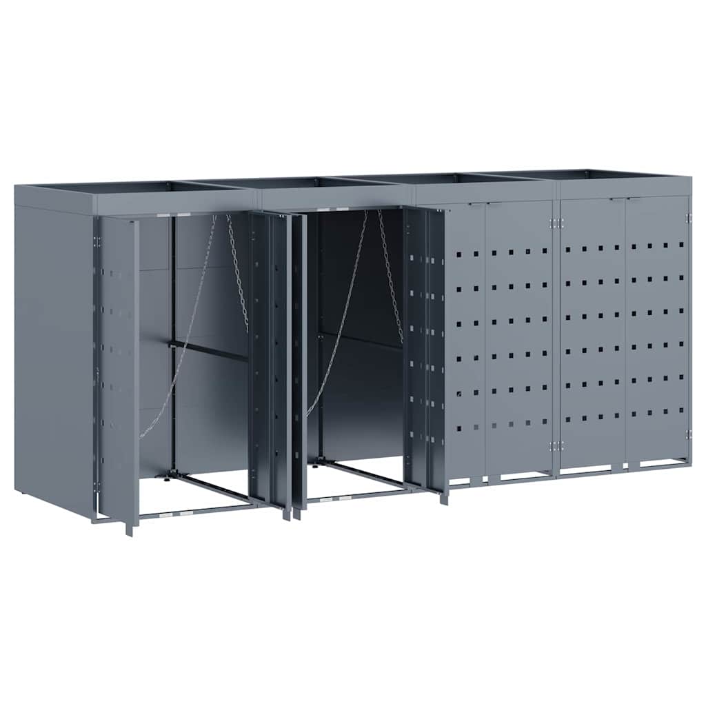 Wheelie Bin Opbevaring til 4 Affaldscontainere Lysegrå