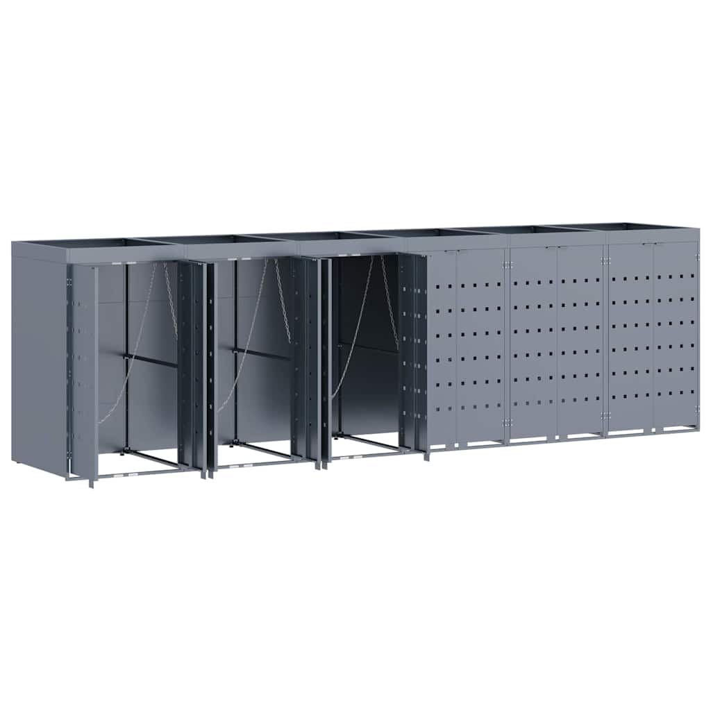 Wheelie Bin Opbevaring til 6 Affaldscontainere Lysegrå