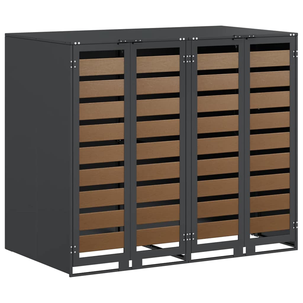 Wheelie Bin Opbevaring til 3 Affaldscontainere Antracit