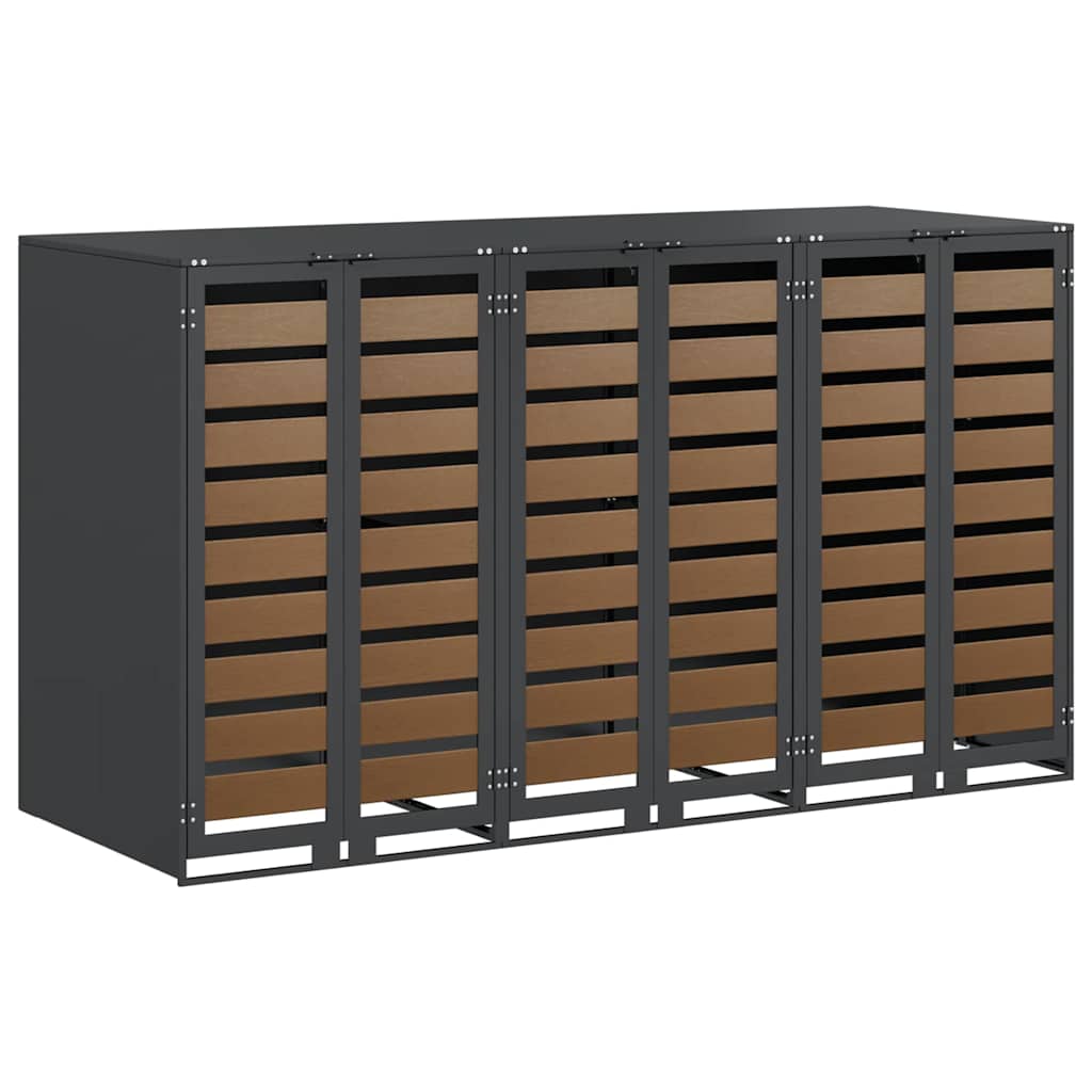 Wheelie Bin Opbevaring til 3 Affaldscontainere Antracit