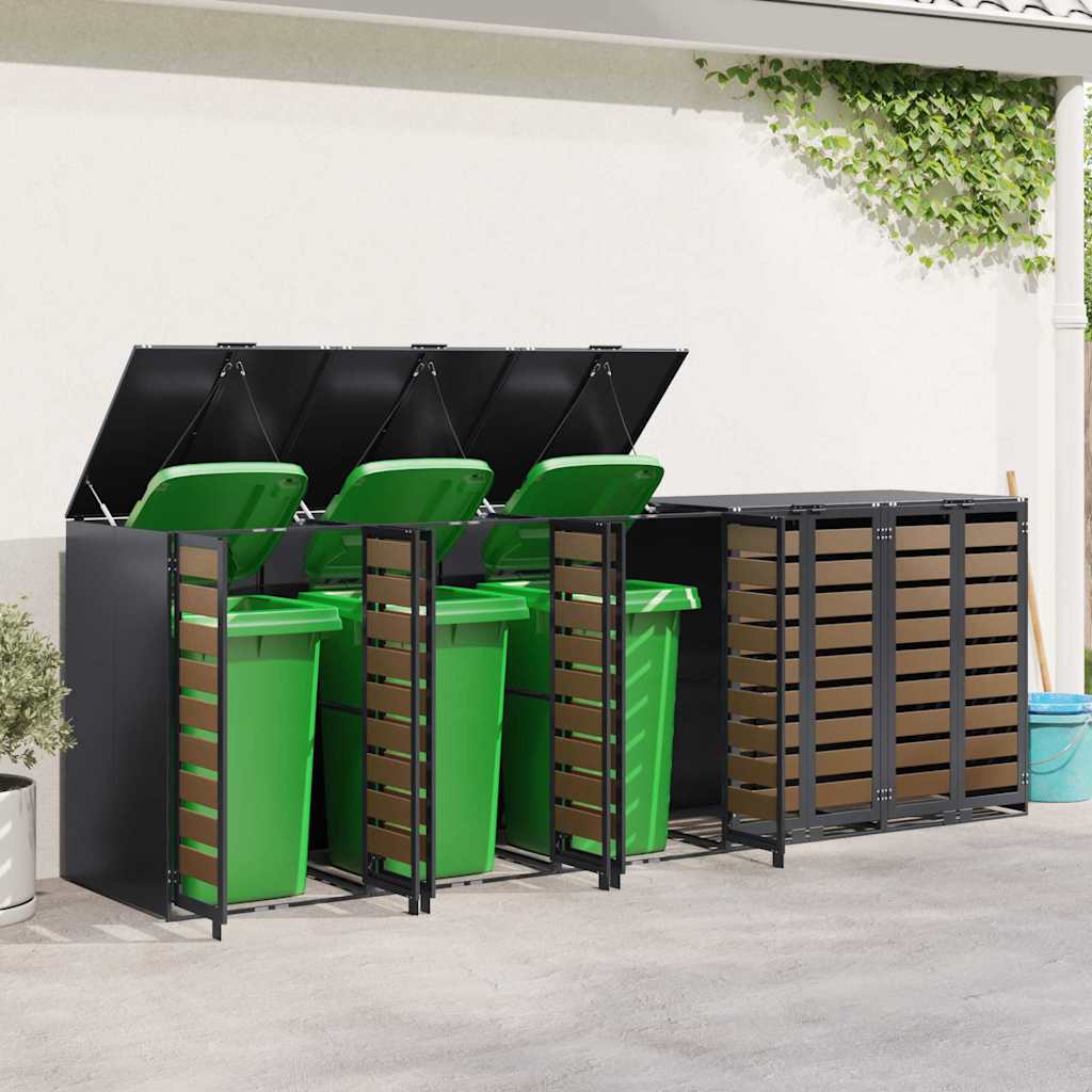 Wheelie Bin Opbevaring til 3 Affaldscontainere Antracit