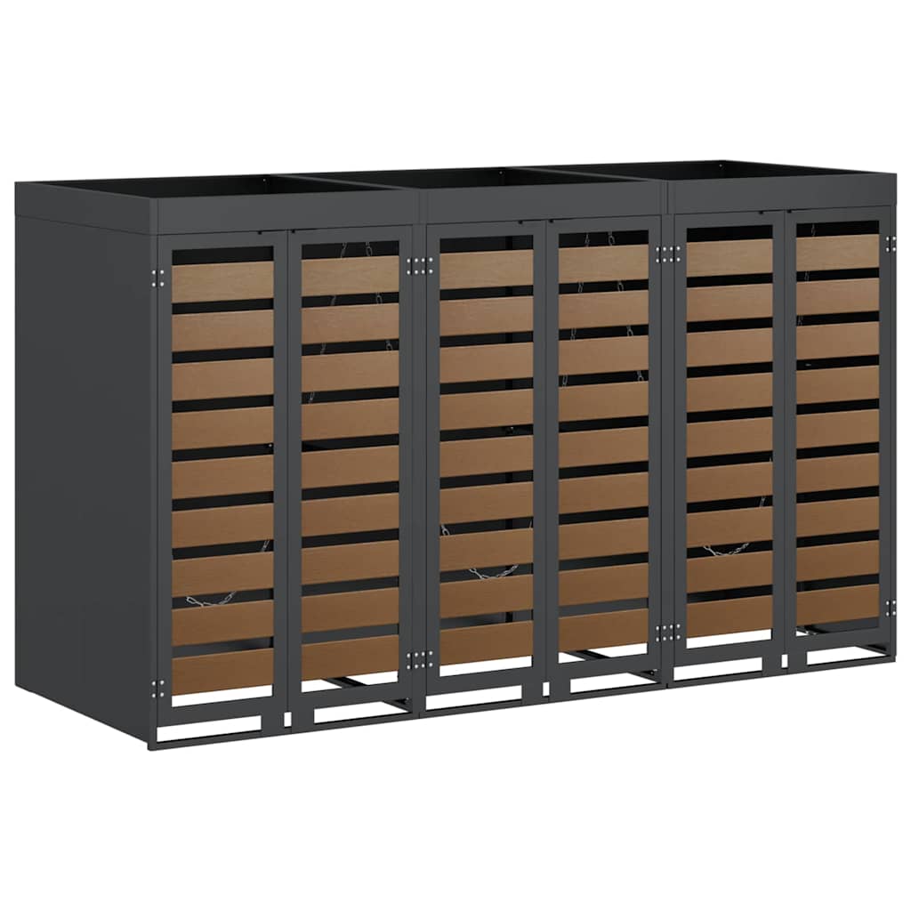 Wheelie Bin Opbevaring til 3 Affaldscontainere Antracit