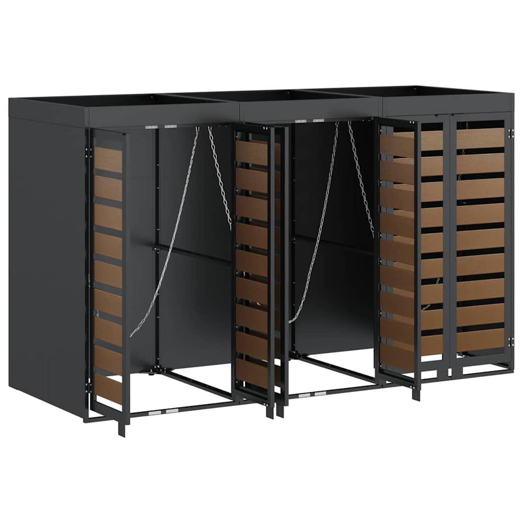 Wheelie Bin Opbevaring til 3 Affaldscontainere Antracit