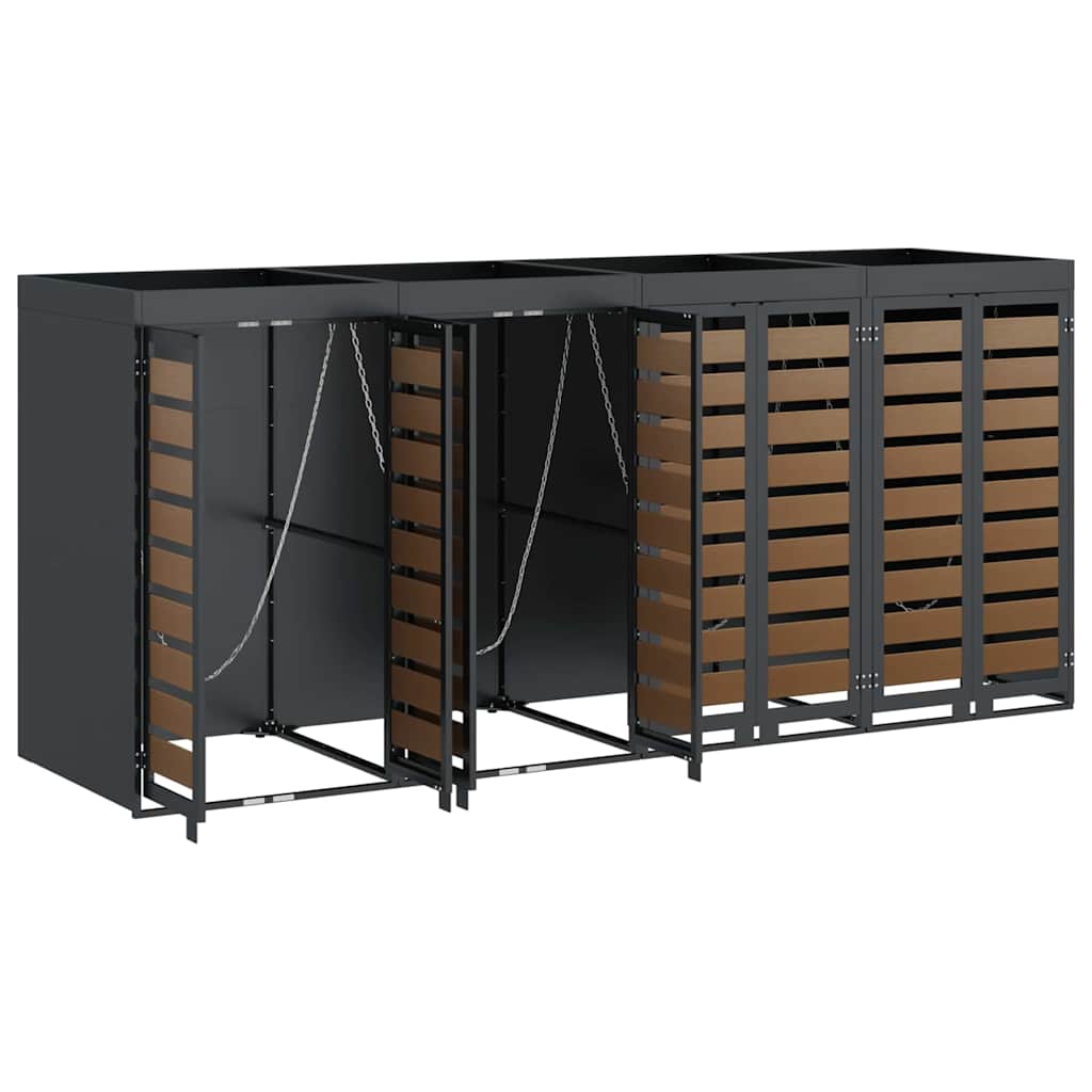 Wheelie Bin Opbevaring til 3 Affaldscontainere Antracit