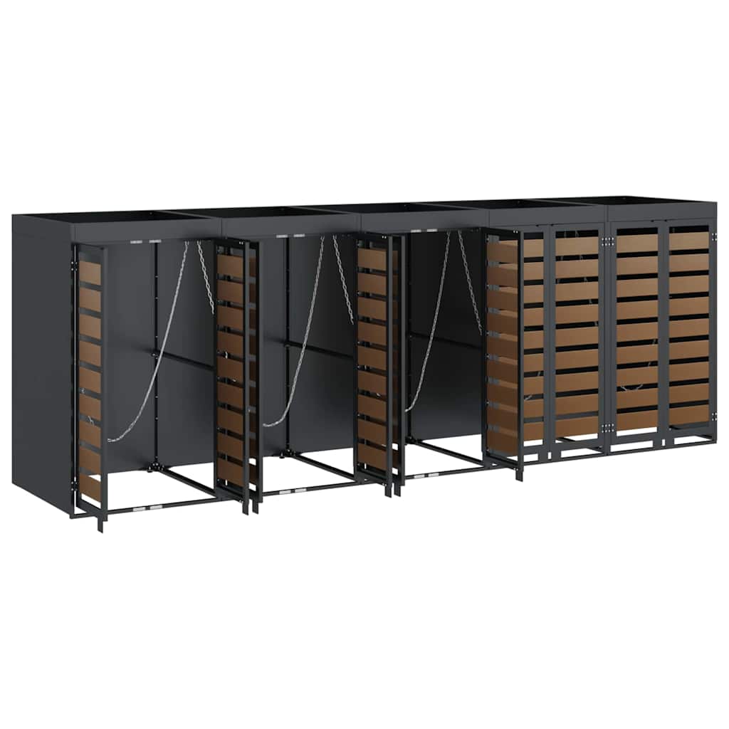 Wheelie Bin Opbevaring til 3 Affaldscontainere Antracit