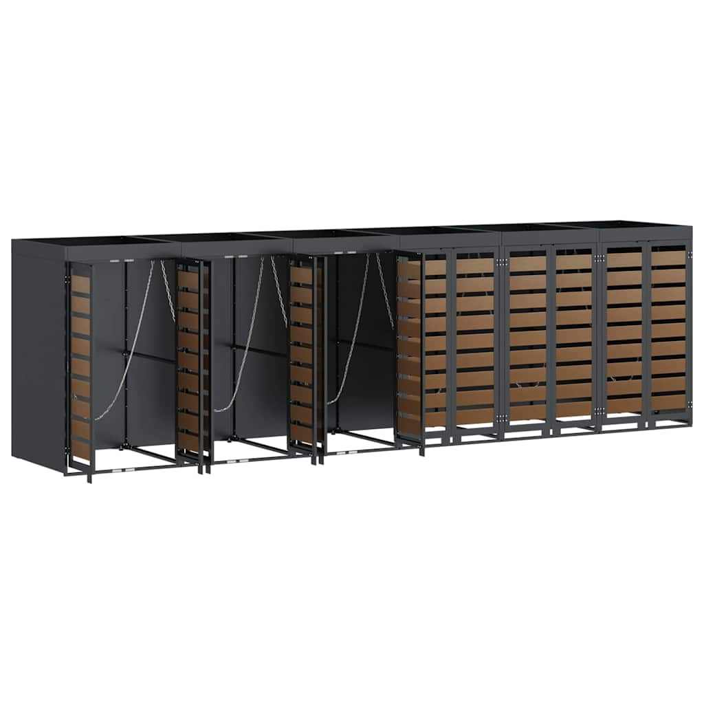 Wheelie Bin Opbevaring til 3 Affaldscontainere Antracit