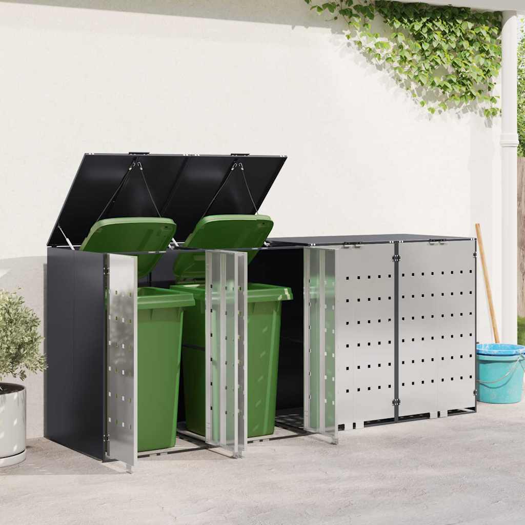 Wheelie Bin Opbevaring til 3 Affaldscontainere Antracit