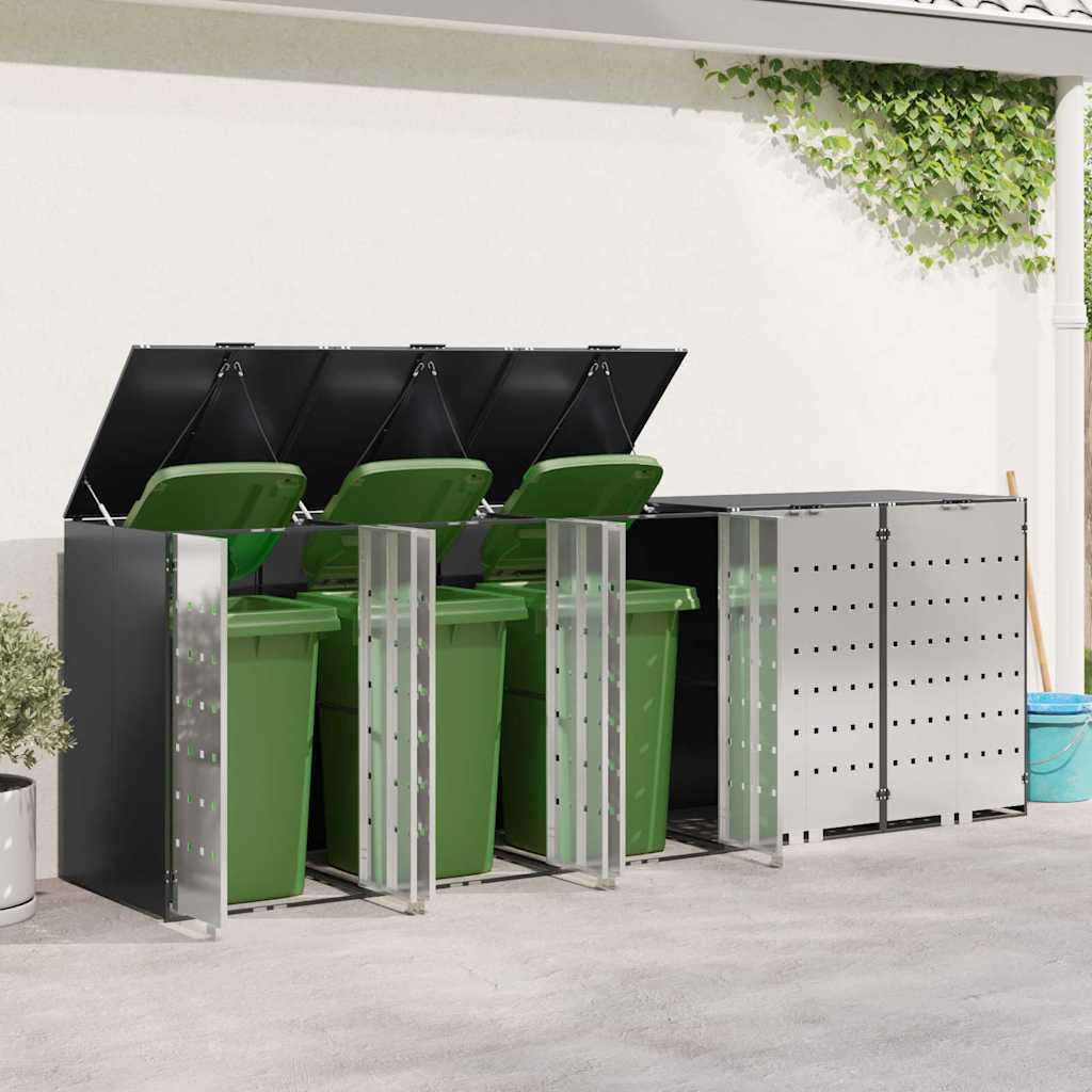Wheelie Bin Opbevaring til 3 Affaldscontainere Antracit