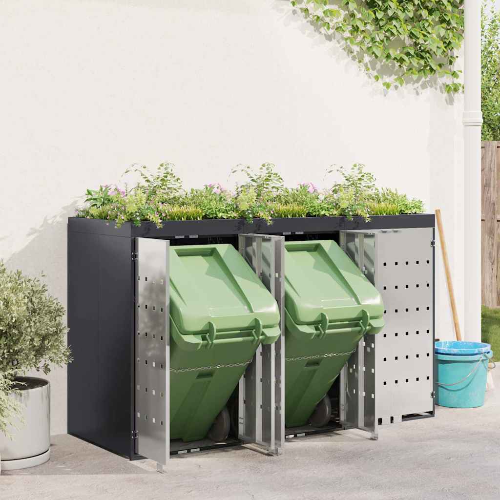 Wheelie Bin Opbevaring til 3 Affaldscontainere Antracit