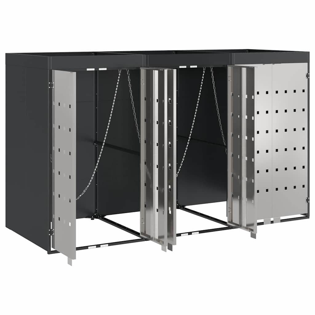 Wheelie Bin Opbevaring til 3 Affaldscontainere Antracit