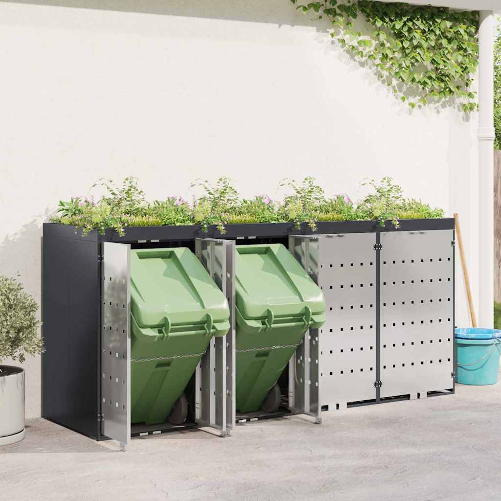 Wheelie Bin Opbevaring til 3 Affaldscontainere Antracit