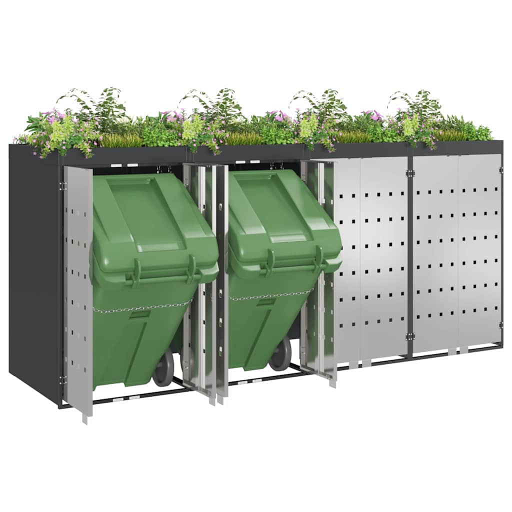 Wheelie Bin Opbevaring til 3 Affaldscontainere Antracit