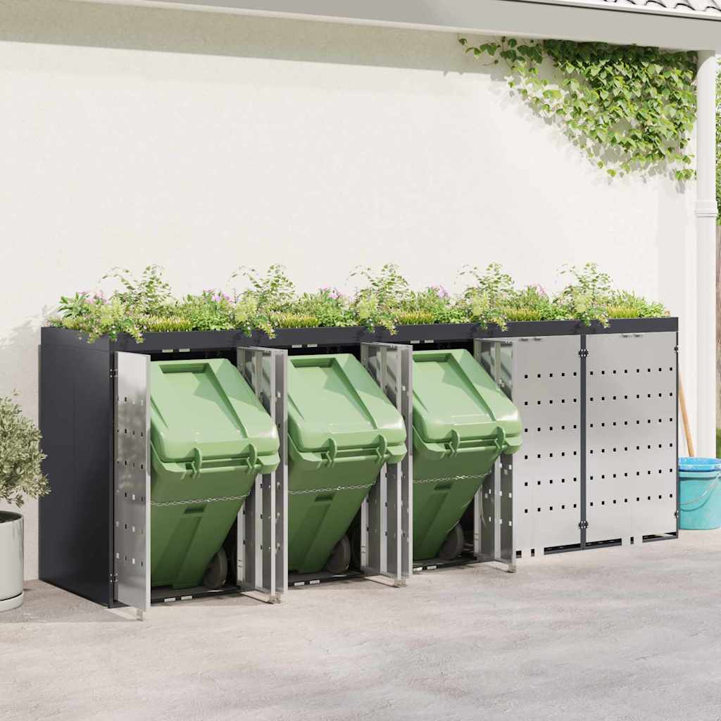Wheelie Bin Opbevaring til 3 Affaldscontainere Antracit