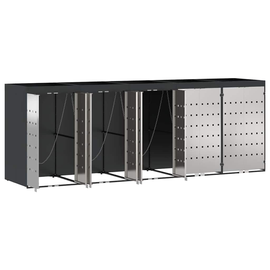 Wheelie Bin Opbevaring til 3 Affaldscontainere Antracit