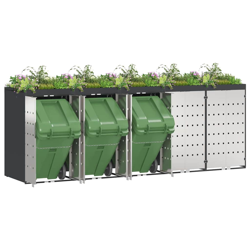 Wheelie Bin Opbevaring til 3 Affaldscontainere Antracit