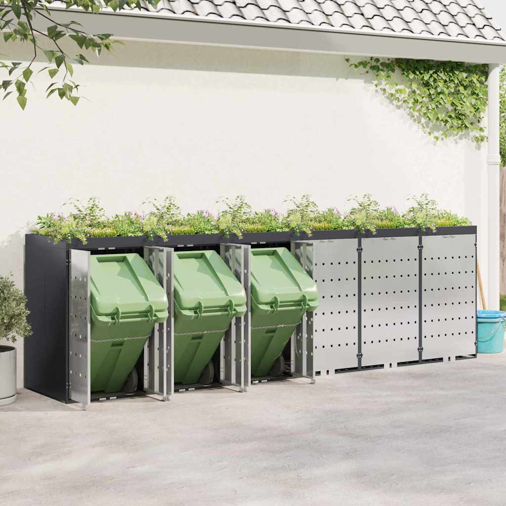 Wheelie Bin Opbevaring til 3 Affaldscontainere Antracit