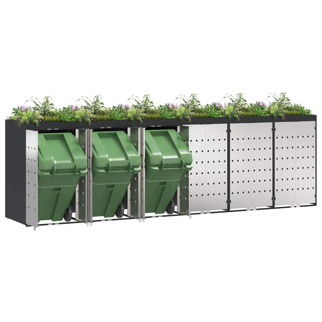 Wheelie Bin Opbevaring til 3 Affaldscontainere Antracit