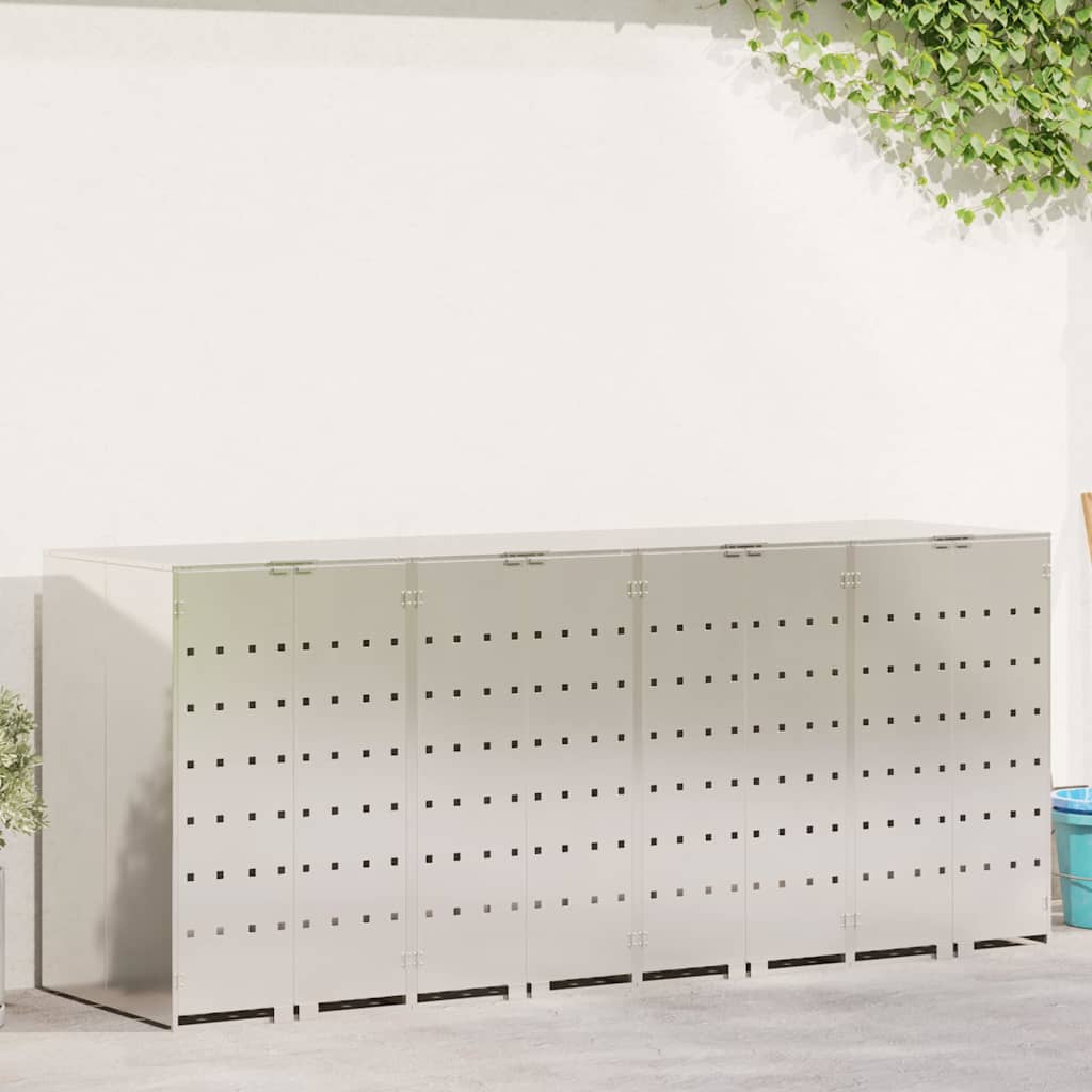 Wheelie Bin Opbevaring til 3 Affaldscontainere Sølv