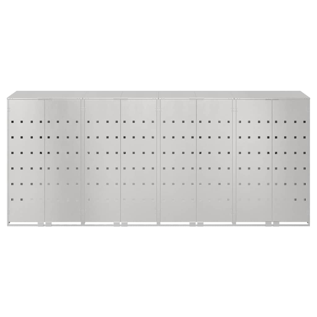 Wheelie Bin Opbevaring til 3 Affaldscontainere Sølv