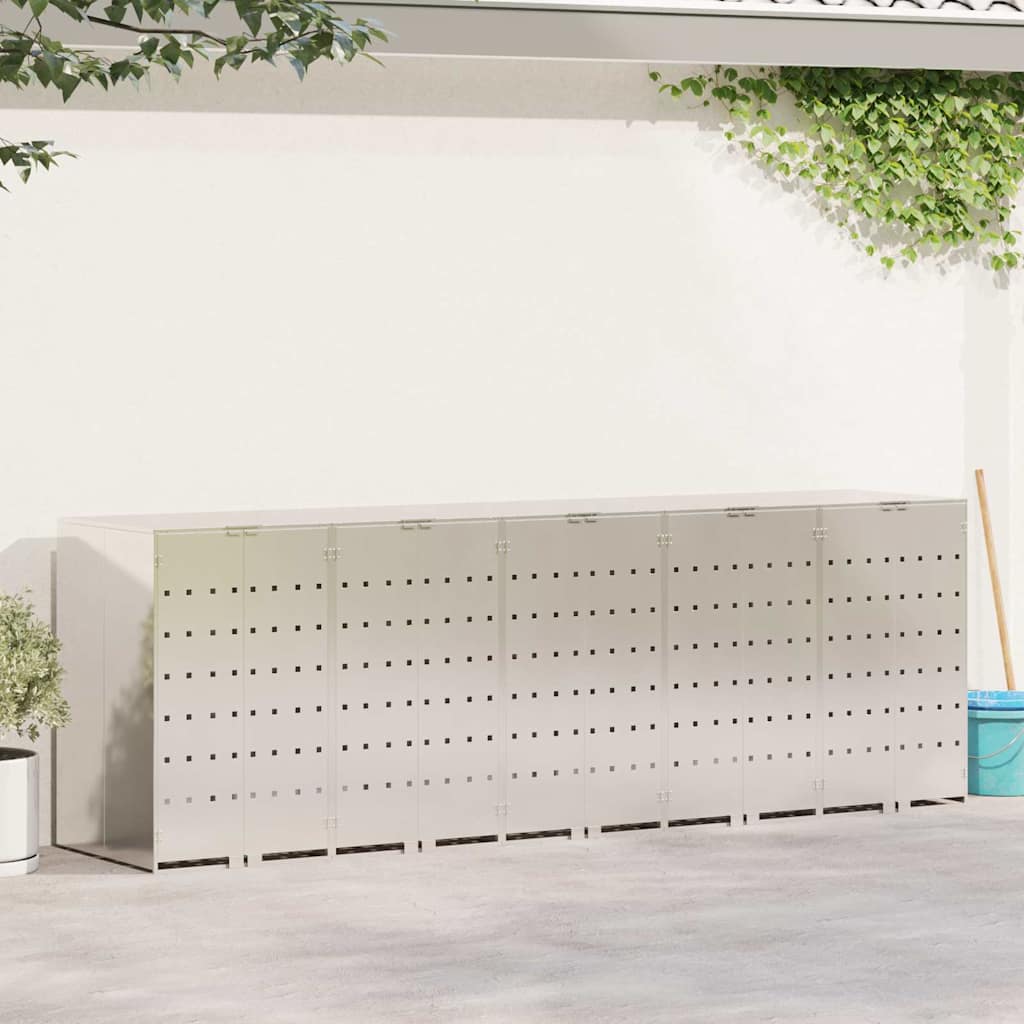 Wheelie Bin Opbevaring til 3 Affaldscontainere Sølv