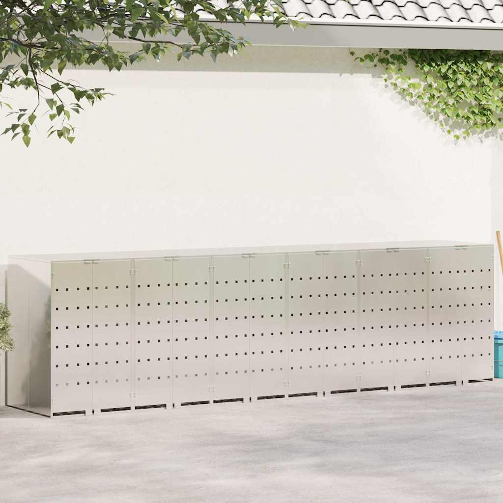 Wheelie Bin Opbevaring til 3 Affaldscontainere Sølv