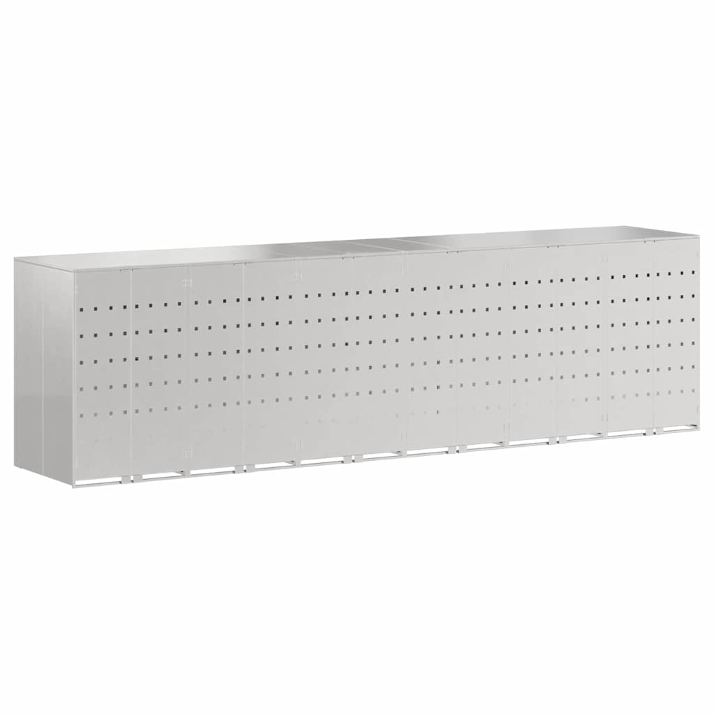 Wheelie Bin Opbevaring til 3 Affaldscontainere Sølv