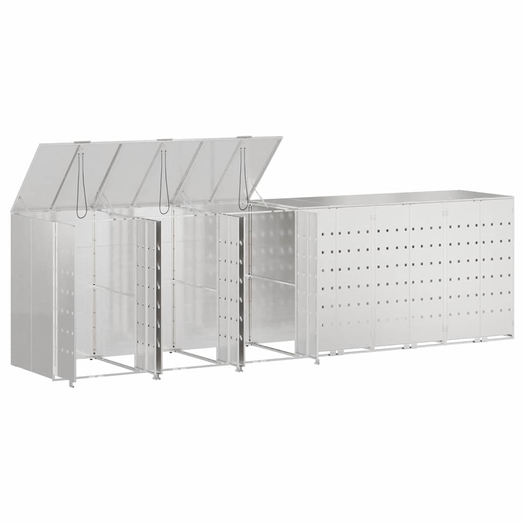 Wheelie Bin Opbevaring til 3 Affaldscontainere Sølv