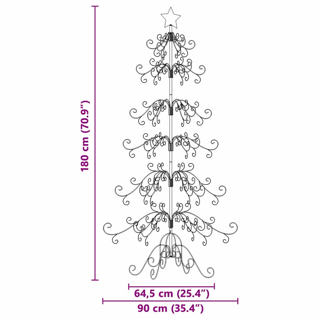 Metal juletræ med stativ Guld 180 cm Pulverlakeret Stål