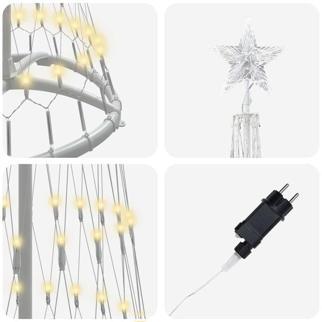 LED juletræ med 230 LED'er Varm hvid 51 x 51 x 190 cm Metal