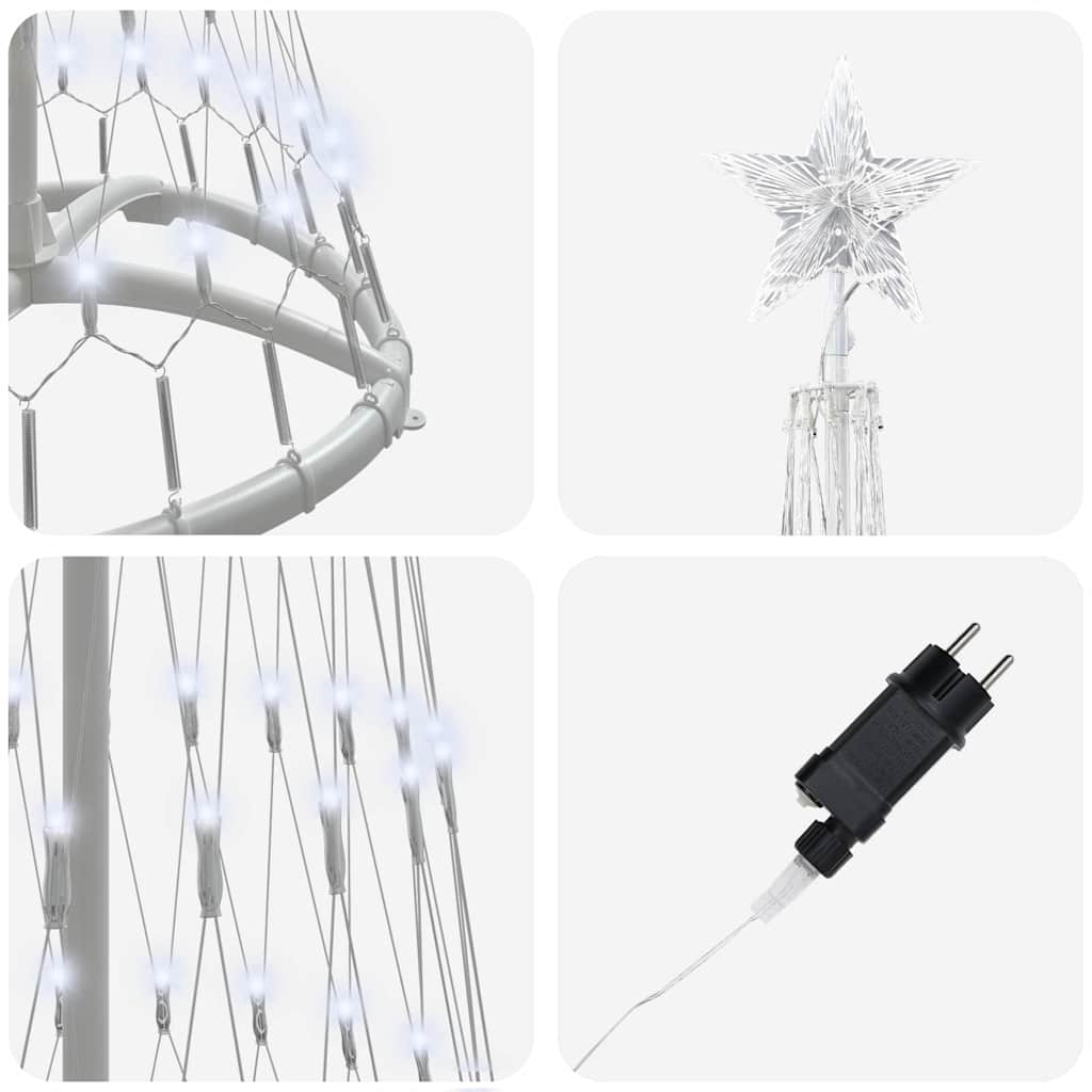 LED juletræ med 230 LED'er Kold hvid 51 x 51 x 190 cm Metal