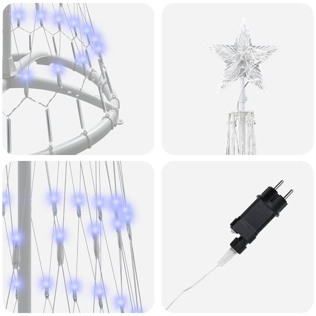 LED juletræ med 230 LED'er Blå 51 x 51 x 190 cm Metal