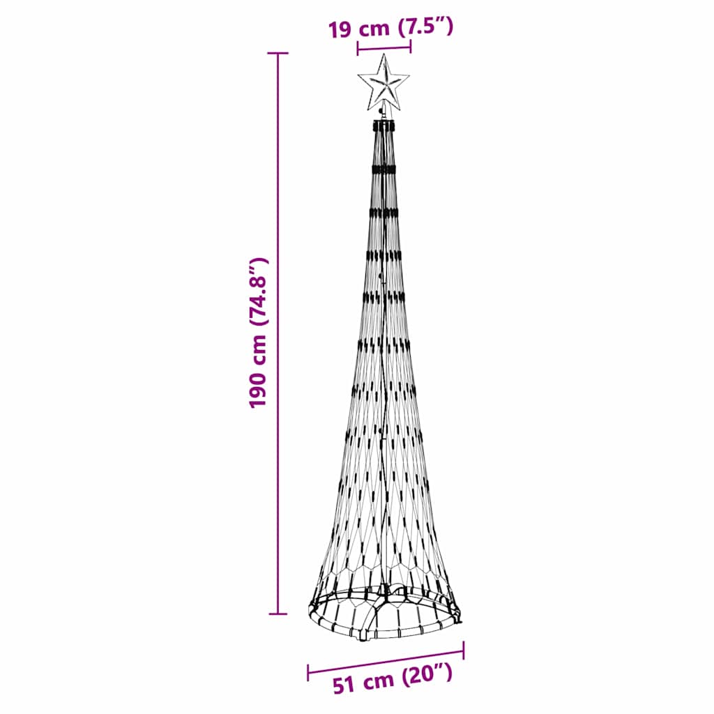 LED juletræ med 230 LED'er Flerfarvet 51 x 51 x 190 cm Metal