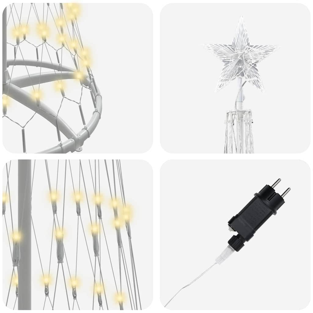 LED juletræ med 290 LED'er Varm hvid 70 x 70 x 250 cm Metal