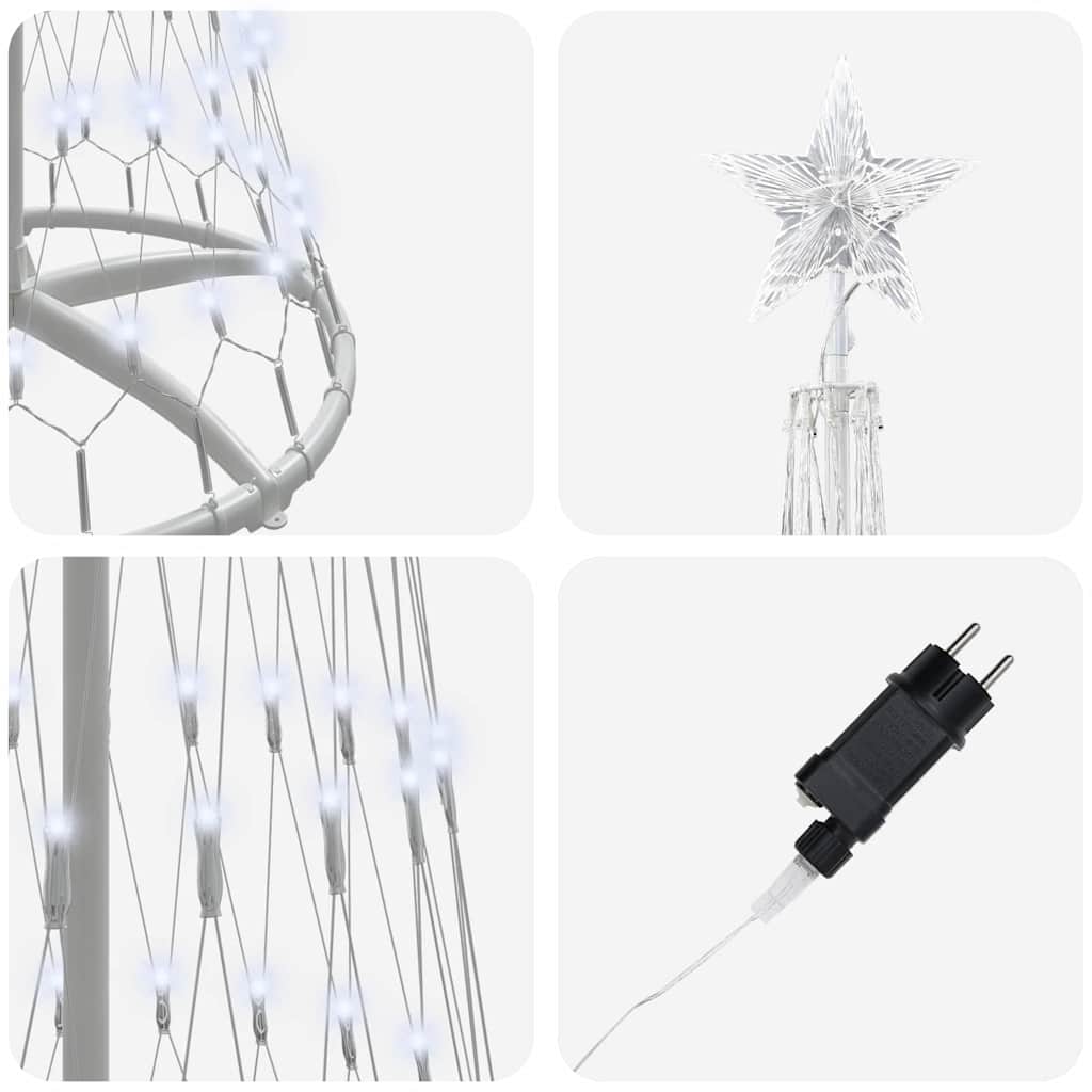 LED juletræ med 290 LED'er Kold hvid 70 x 70 x 250 cm Metal