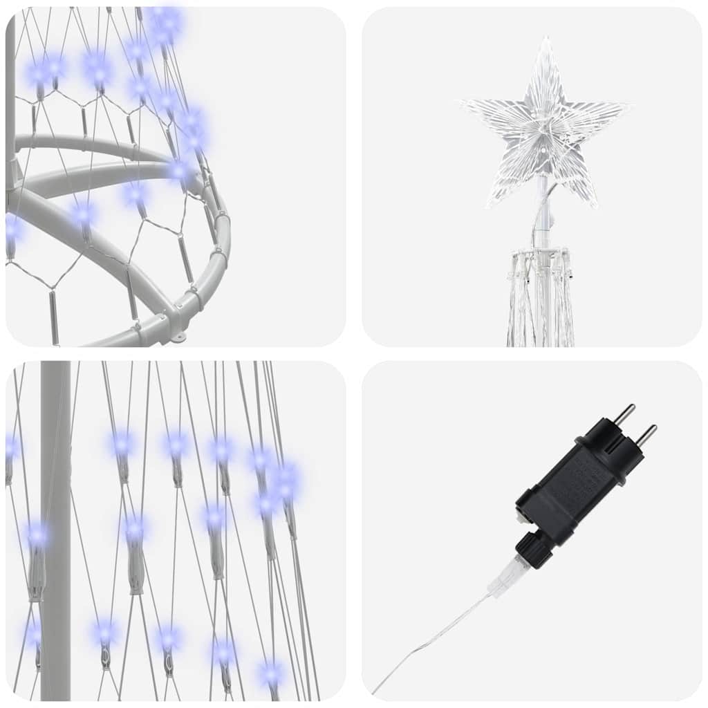 LED juletræ med 290 LED'er Blå 70 x 70 x 250 cm Metal