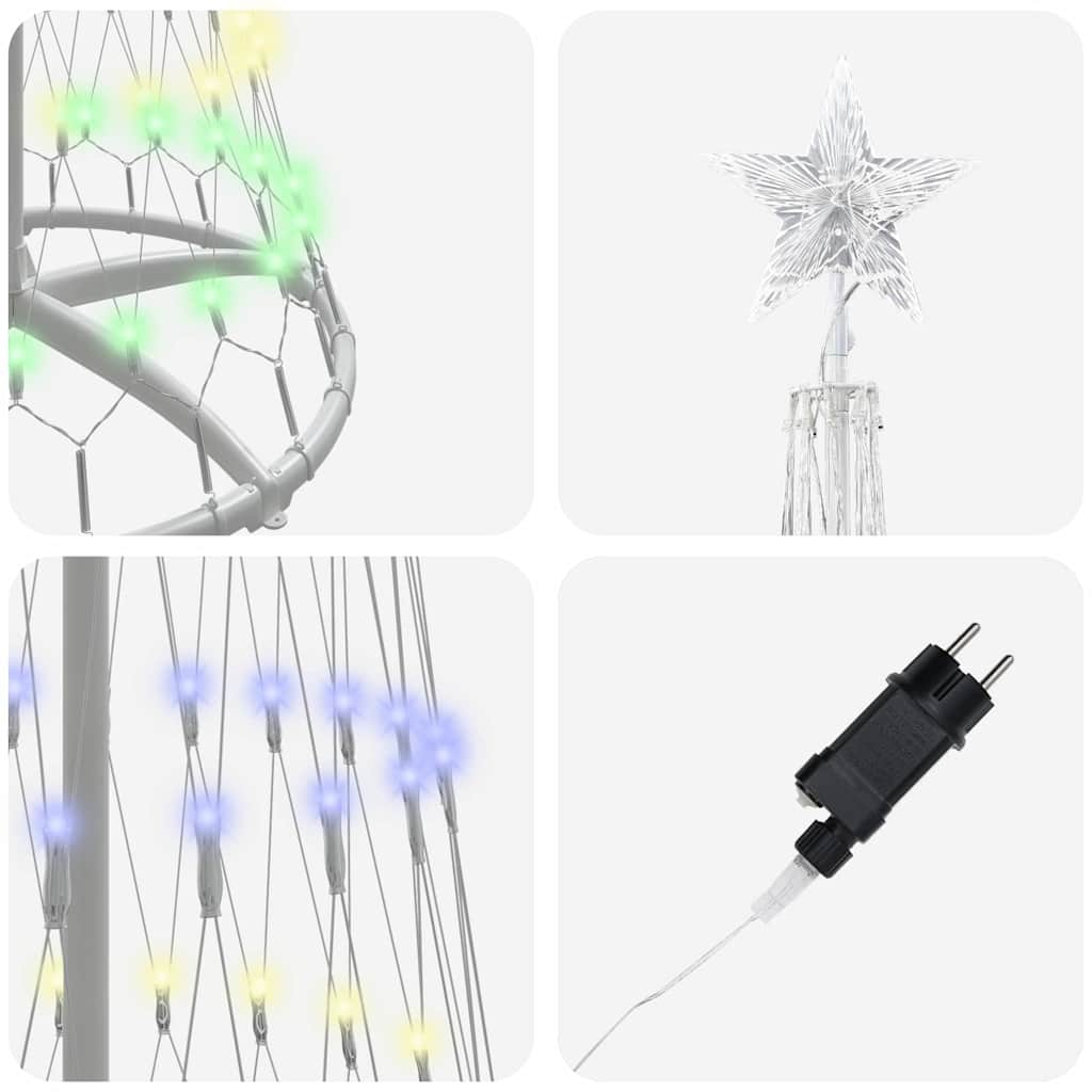 LED juletræ med 290 LED'er Flerfarvet 70 x 70 x 250 cm Metal