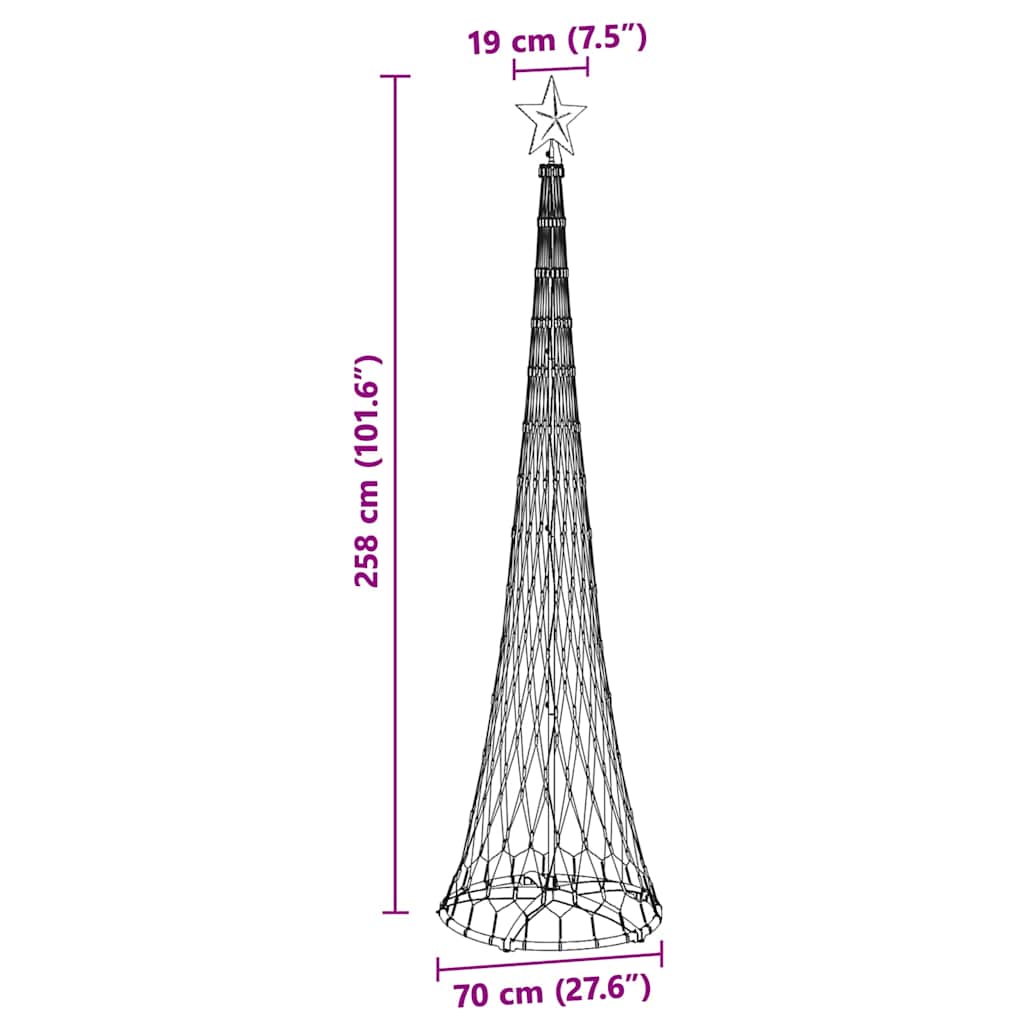 LED juletræ med 290 LED'er Flerfarvet 70 x 70 x 250 cm Metal